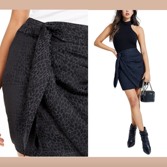 NWT $79 GUESS Seeley‎ Animal-Print Wrap Skirt [ SZ 4 ] - Picture 2 of 12